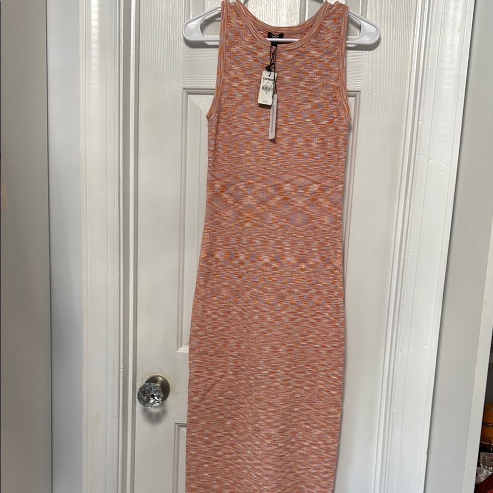 Express Orange Sleeveless Midi Dress